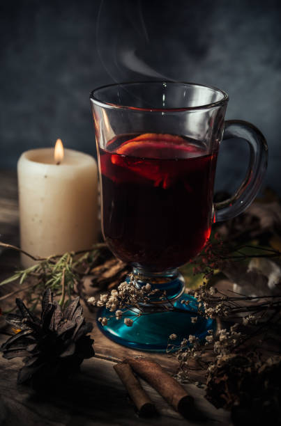 istock Glass of glintwein close up, rustic style 1334963013