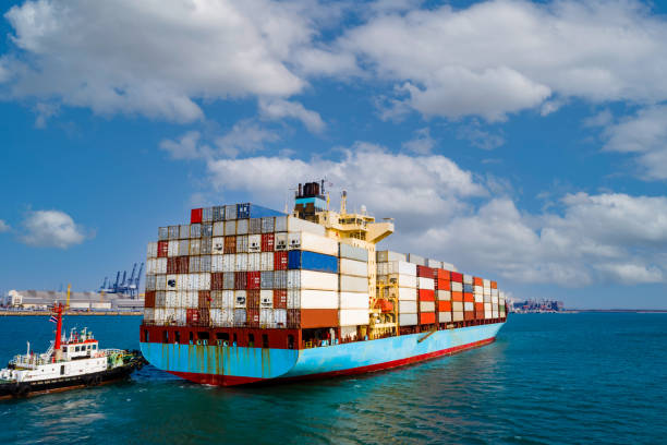 istock shipping cargo containers businesses services import and export international transportation open sea landscape aerial view blue sky background from drone 1334964149