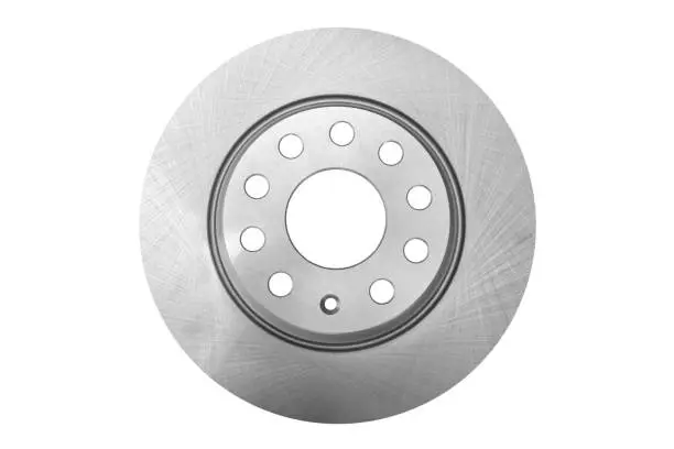 Car brake disc isolated on white background. Auto parts. Brake disc rotor isolated on white. Braking disk. Car part. Spare parts. Quality spare parts for car service or maintenance