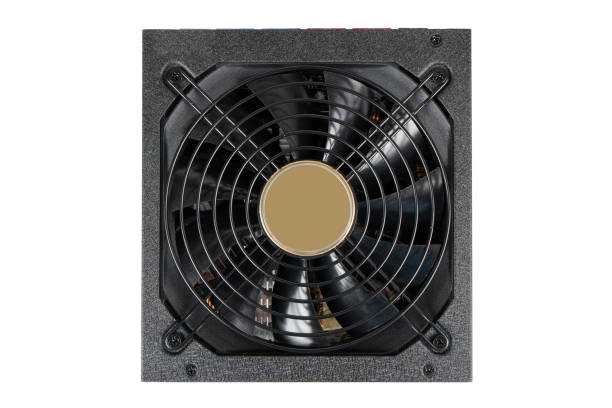 istock Top view computer AC power supply unit isolated on white background. Hardware equipment. 1334966146