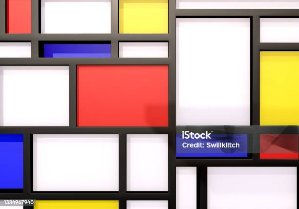Abstract Background With Modernist Wall Or Shelves Stock Photo - Download Image Now - Bauhaus - Art Movement, Rectangle, Geometric Shape