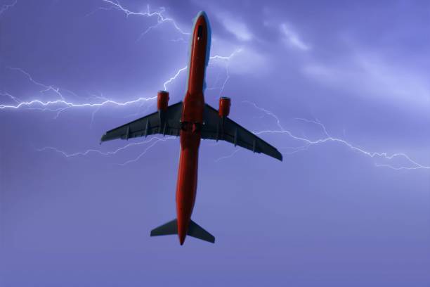 istock Passenger airplane in the storm 1334968191