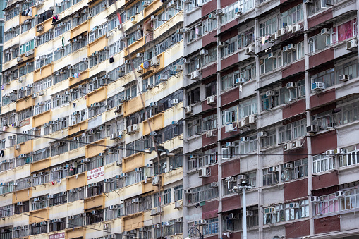 Hong Kong - August 18, 2021 : General view of the residential building at King's Road in Hong Kong.
