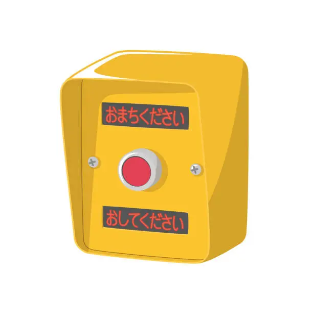 Vector illustration of All on push button signal. Pedestrian traffic light.