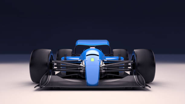 istock Modern autonomous electric race car shot from a front view. Camera and scanning technology. 1334975141