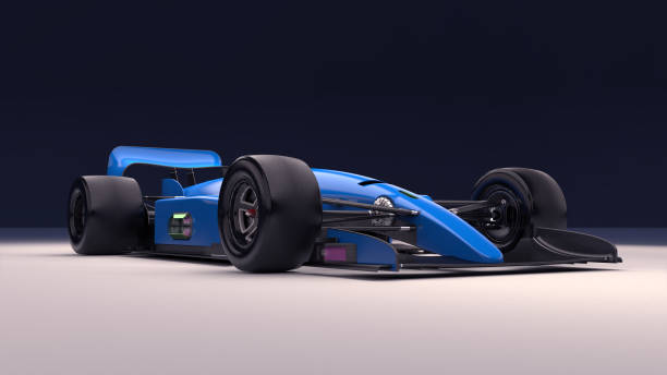 istock Modern autonomous electric race car shot from 3/4 front view. Camera and scanning technology. 1334975143