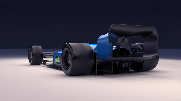 istock Modern autonomous electric race car shot from 3/4 rear view. Camera and scanning technology. 1334975159