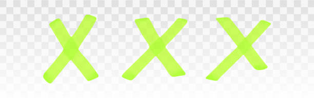 istock Green highlighter crosses set isolated on transparent background. Marker pen highlight underline cross. Vector hand drawn graphic stylish element 1334975367