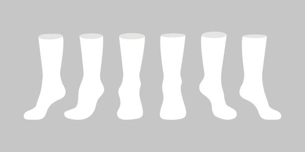 stockillustraties, clipart, cartoons en iconen met white socks template mockup flat style design vector illustration set - lange sokken