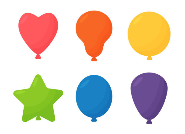 ilustraciones, imágenes clip art, dibujos animados e iconos de stock de colorido arco iris globo de aire globo conjunto de cumpleaños - hot air balloon party political party greeting