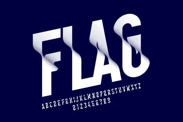 Vector illustration of Waving flag style font