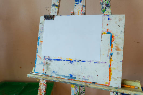 istock A canvas and paper on the easel ready for drawing at art studio 1334983007