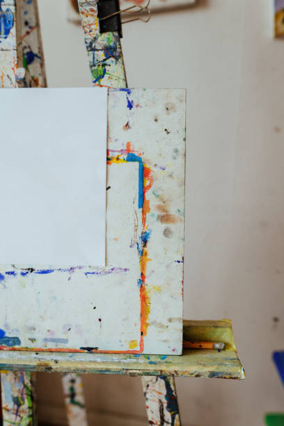 istock A canvas and paper on the easel ready for drawing at art studio 1334983042