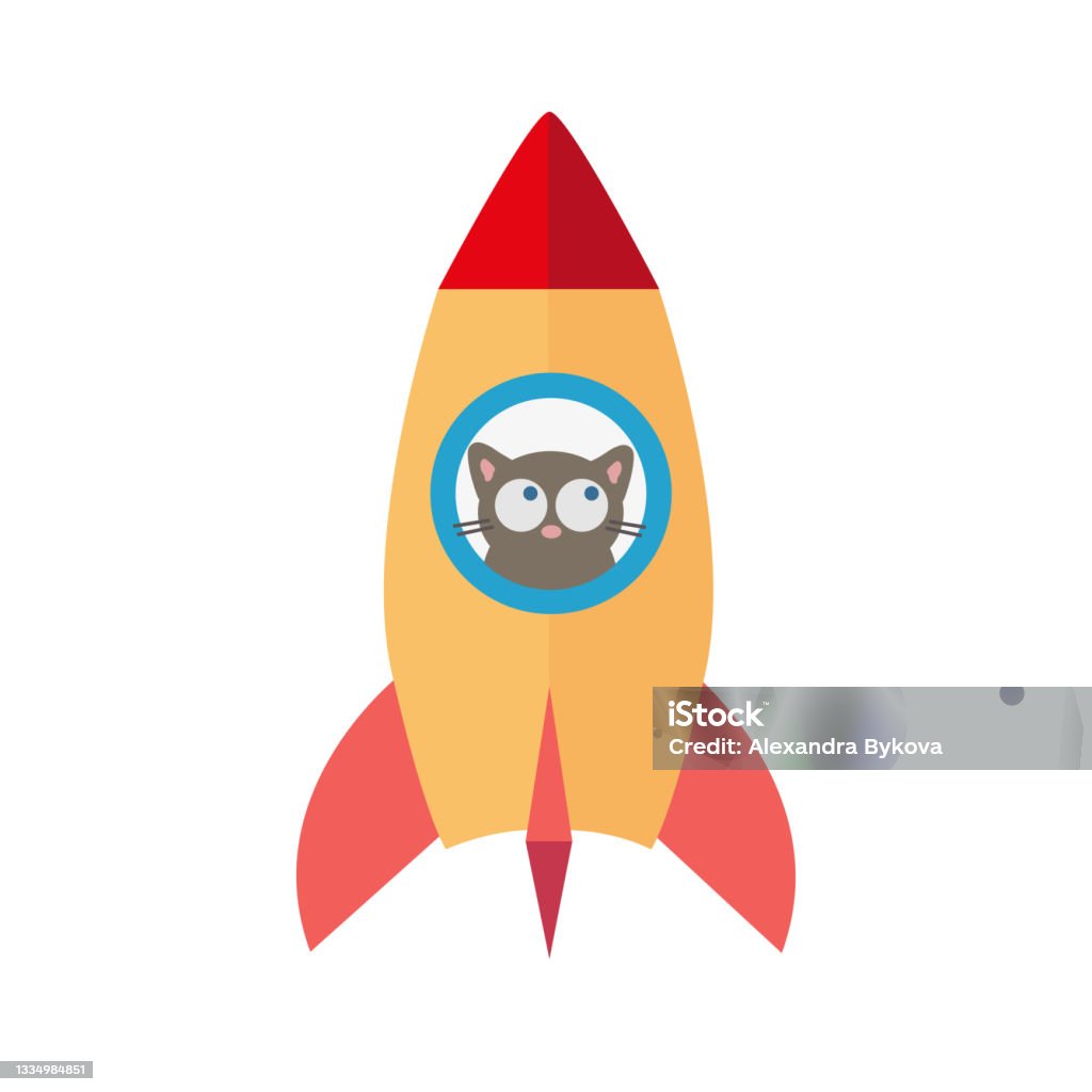 Cartoon Rocket Star And Cat On A Space Background Vector Illustration  Simple Flying Spaceship Drawing Stock Illustration - Download Image Now -  iStock