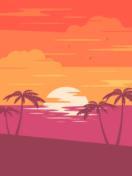 Vector illustration of Sunset