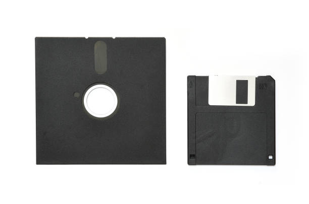istock 5.25 inch and 3.5 inch floppy diskettes isolated on white background 1334985589