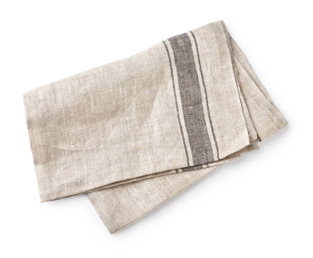 istock Kitchen grey cloth isolated on white background. Top view of napkin. 1334986343