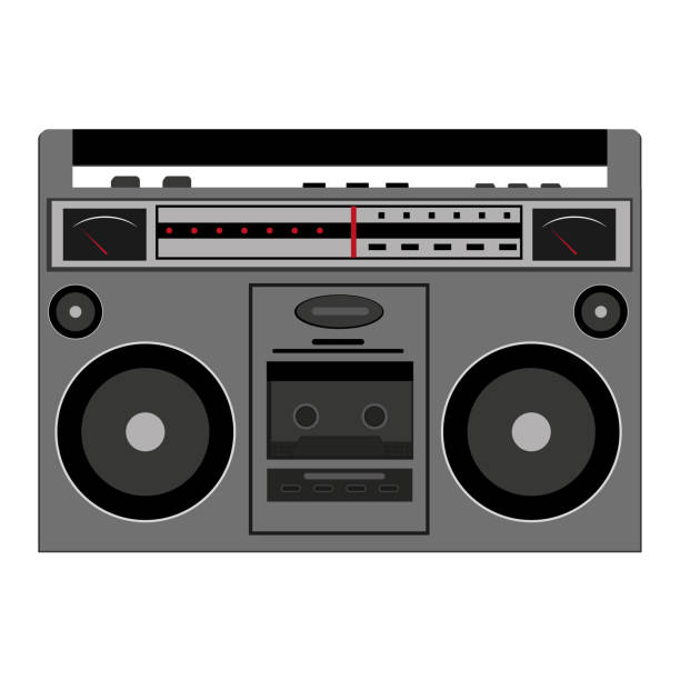 retro tape recorder with radio, color isolated vector illustration retro tape recorder with radio, color isolated vector illustration. vintage portable silver radio stock illustrations
