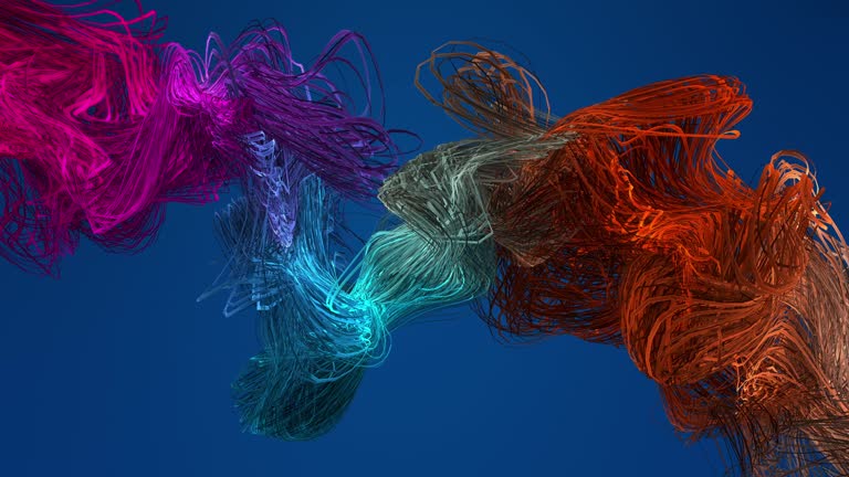 Smooth Abstract Shapes Slowly Rotating And Moving On Background. Loop.