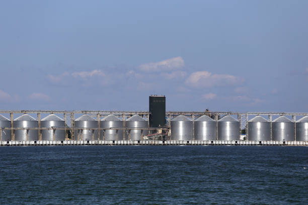 istock Silos of a grain terminal at Dnieper river, Ukraine 1334990163