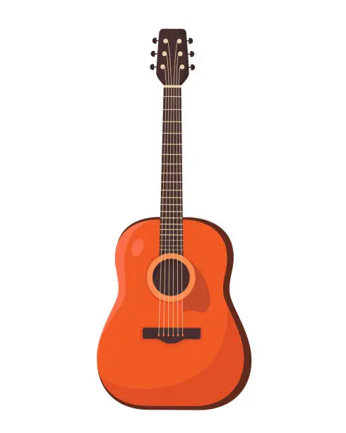 Vector illustration of Guitar. Acoustic guitar, string musical instrument. Vector illustration