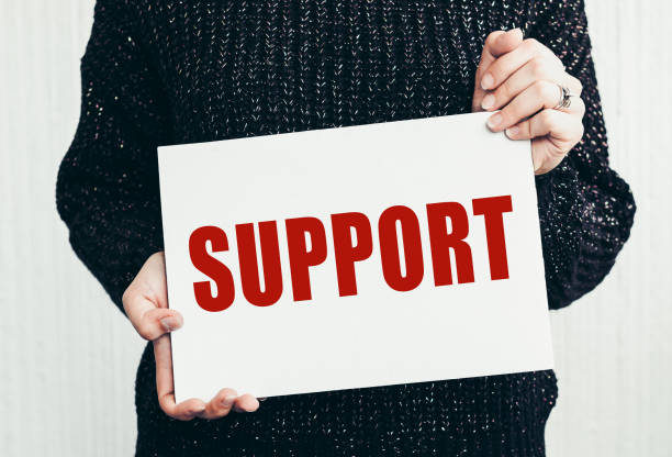 istock Girl holding a card with text SUPPORT. 1334994380