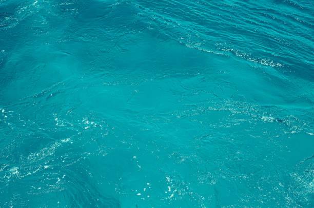istock Texture Light blue surface of raging sea water with white foam and wave pattern 1335003900