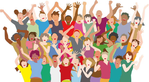 Vector illustrations of young people rejoicing Vector illustrations of young people rejoicing large group of people illustrations stock illustrations