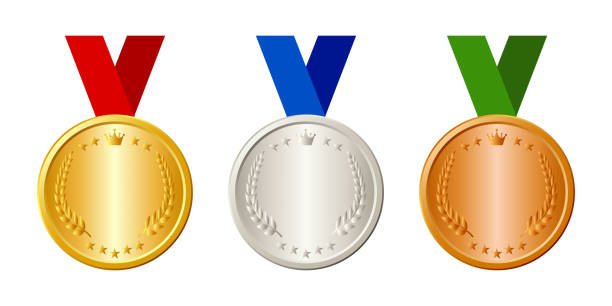 istock Gold medal, silver medal, bronze medal, ranking, crown vector icon illustration white background 1335009548