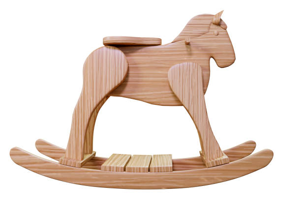 istock 3D illustration  rocking horse on white 1335010677