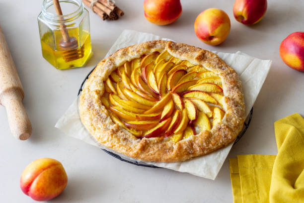 istock Galette or open pie with peaches. Baking. Vegetarian food. 1335010900