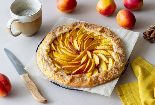 istock Galette or open pie with peaches. Baking. Vegetarian food. 1335010909