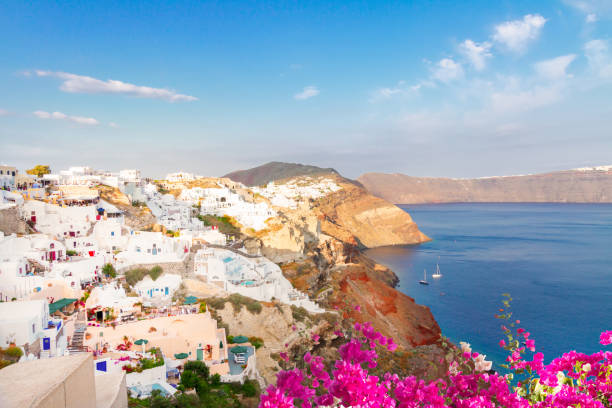 istock view of volcano caldera, Santorini 1335017229