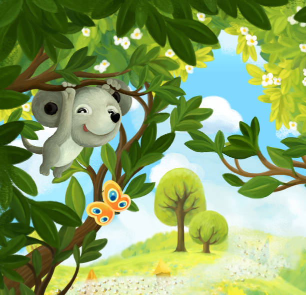 istock cheerful cartoon scene forest animal mouse illustration 1335018534