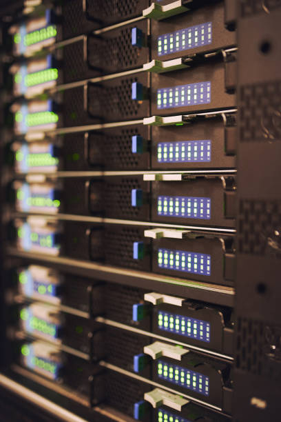 istock Shot of an empty server room 1335022145