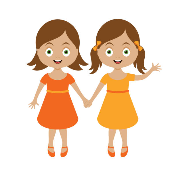 Two Cute Little Girls Holding Hands Icon Vector Stock Illustration -  Download Image Now - Adult, Baby - Human Age, Beauty - iStock