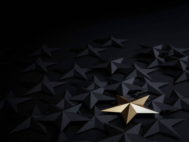 istock One golden star on black stars on dark background for outstanding ,different creative thinking idea for customer satisfaction and marketing concept by 3d render. 1335023887