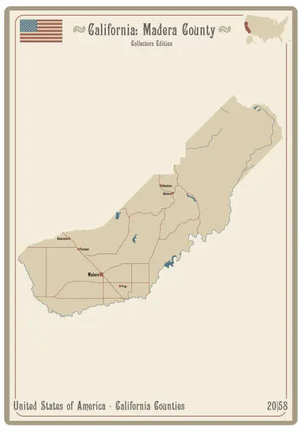 Vector illustration of Map of Madera County in California
