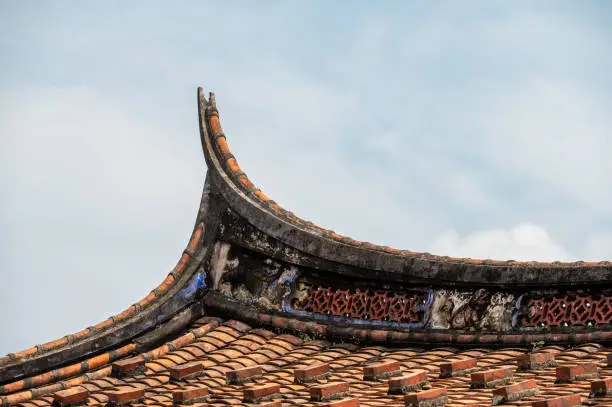 Photo of Chinese ancient residential buildings, eaves and corners of Putian residential buildings