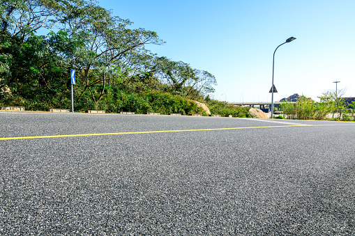 Empty and clean asphalt roads and natural landscapes in spring, Asia