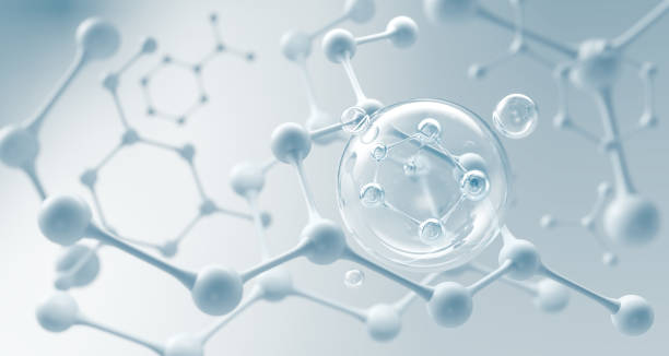 molécule à l’intérieur de la bulle liquide - structural formula photos et images de collection