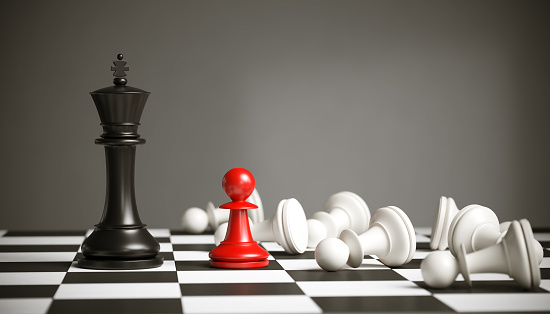 Business concept Strategy of red Chess Game, 3d rendering.