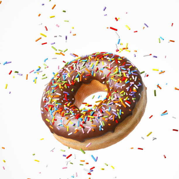 Flying Frosted sprinkled Chocolate donut