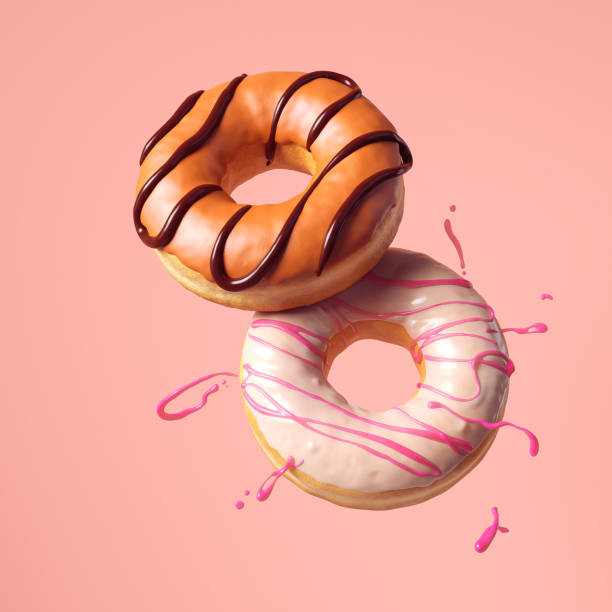 istock Flying Frosted sprinkled donut 1335033379