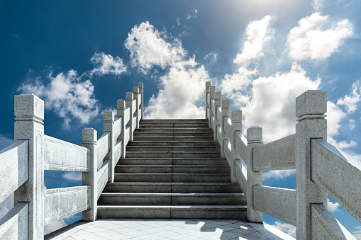 Stairs to heaven in the early summer morning, Asia