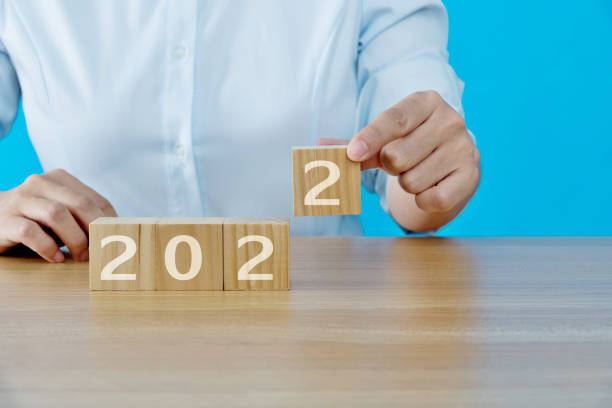 istock Wooden cubes with word 2022 1335036190