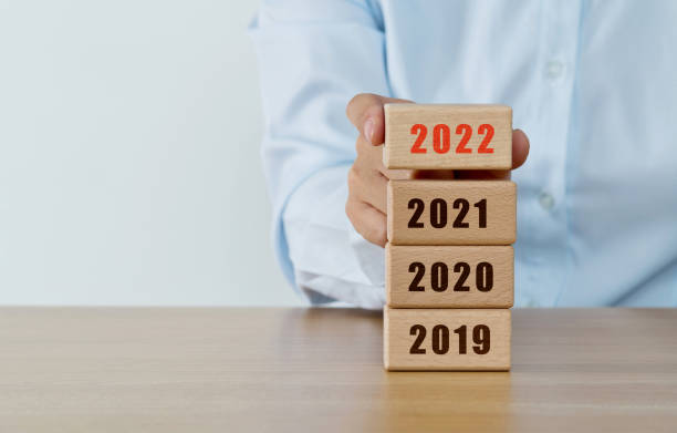 istock 2022, 2021, 2020, 2019 written on wooden blocks 1335036225