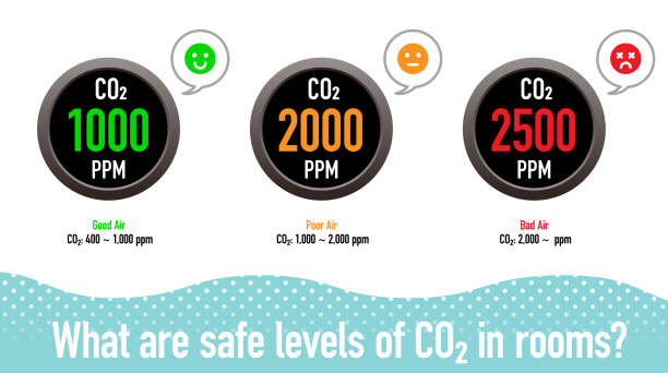 ilustrações de stock, clip art, desenhos animados e ícones de set of vector icons for carbon dioxide concentration measuring instruments - medidor co2 render