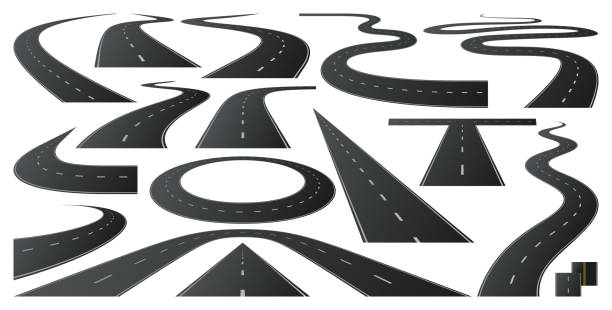 Race road to horizon vector art illustration