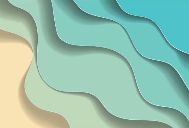 istock Paper cut style, 3d effect imitation, space for text, vector illustration. Abstract blue sea and beach summer background with paper waves and seacoast for banner, invitation, poster or web site design. 1335038069